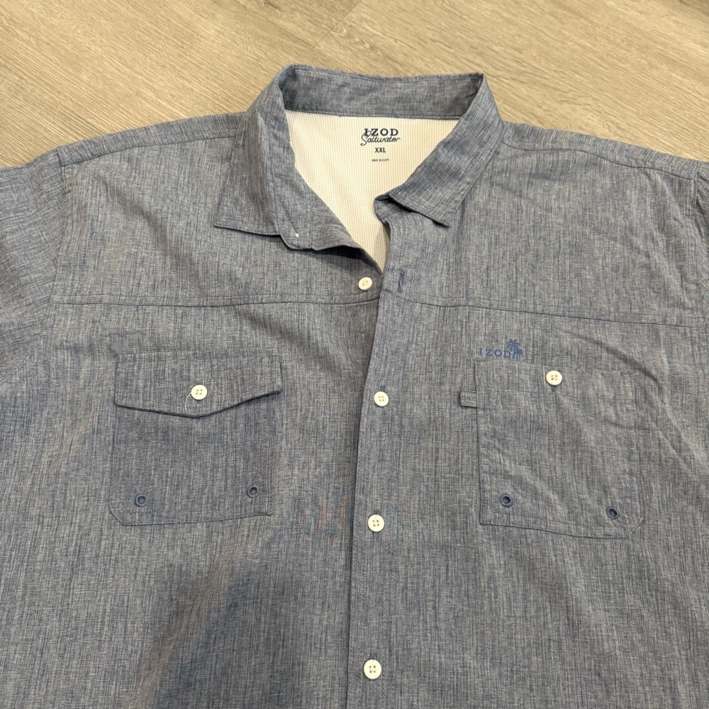 Izod Casual Button Down Shirt in Blue - Picture 2 of 3